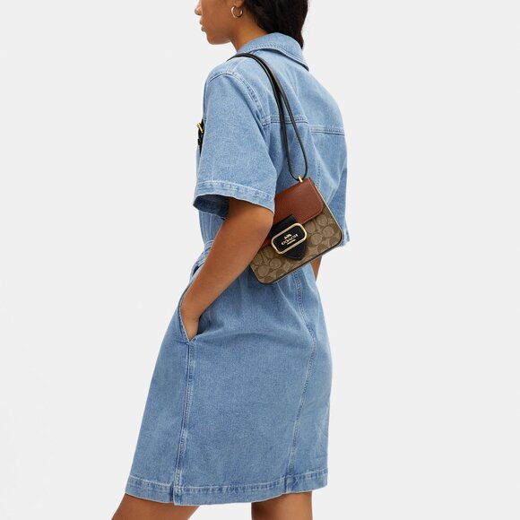 Morgan Square Crossbody Bag In Colorblock Signature Canvas - Picture 3 of 4